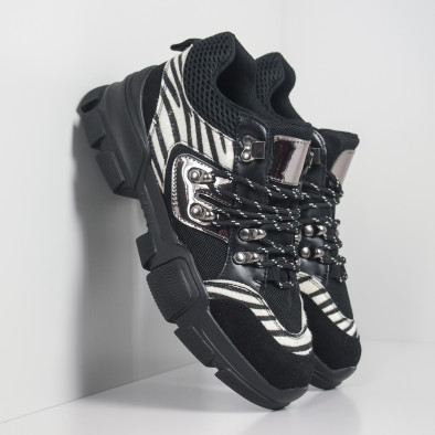 Pantofi sport de dama tip Hiker negru și zebră it281019-28 4