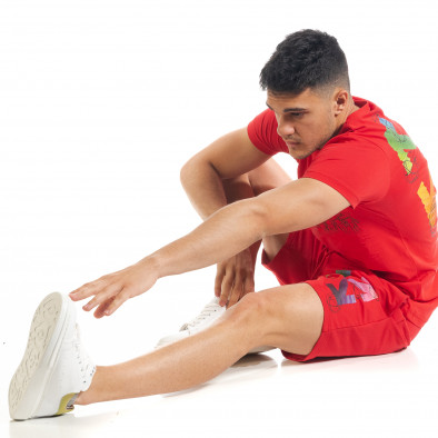 Set sportiv roșu pentru bărbați cu imprimeu tr080520-65 2
