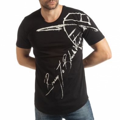 Tricou pentru bărbați negru cu inscripție tsf190219-16 2