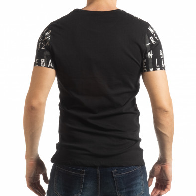 Tricou pentru bărbați negru cu inscripții tsf190219-11 3