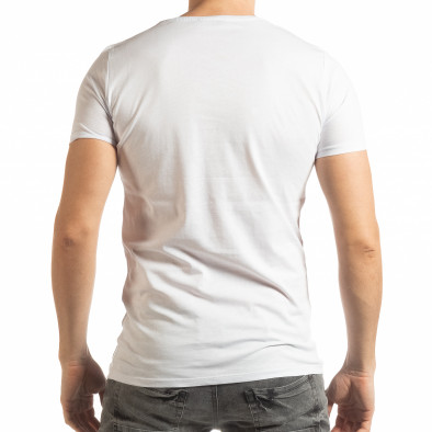 Tricou pentru bărbați alb cu imprimeu Lagos Style tsf190219-55 3