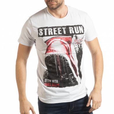 Tricou alb Street Run pentru bărbați tsf190219-82 2