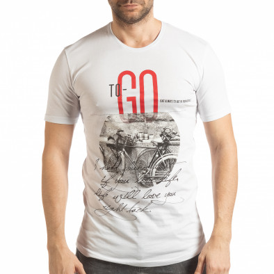 Tricou alb To-Go pentru bărbați tsf190219-25 2