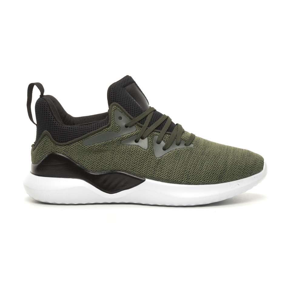 Adidași de bărbați din țesătură tehnică melanj verde it060619-2