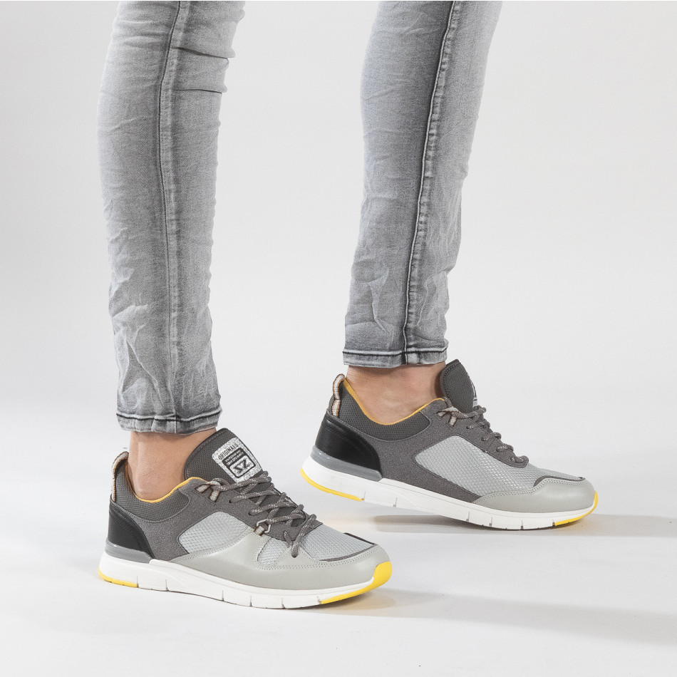 Adidași combinați în gri și galben pentru bărbați it150319-28