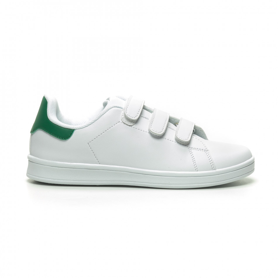 Teniși de bărbați albi cu călcâi verde și închidere velcro it230519-14