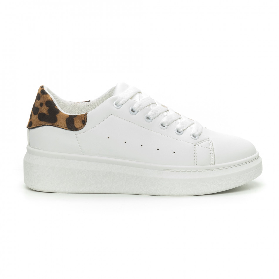 Teniși de dama albi cu călcâi leopard it150319-44