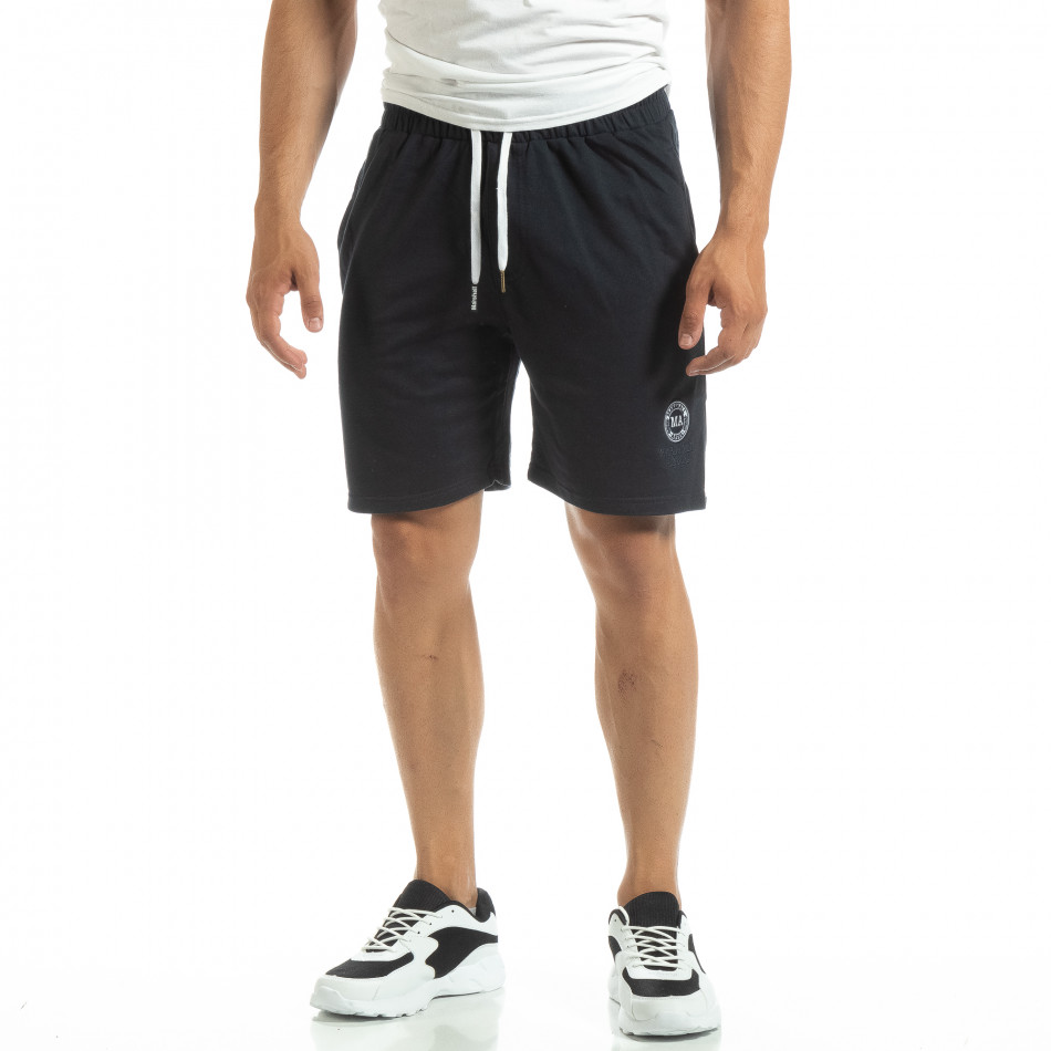 Pantaloni sport scurți de bărbați din tricot bleumarin  it120619-16