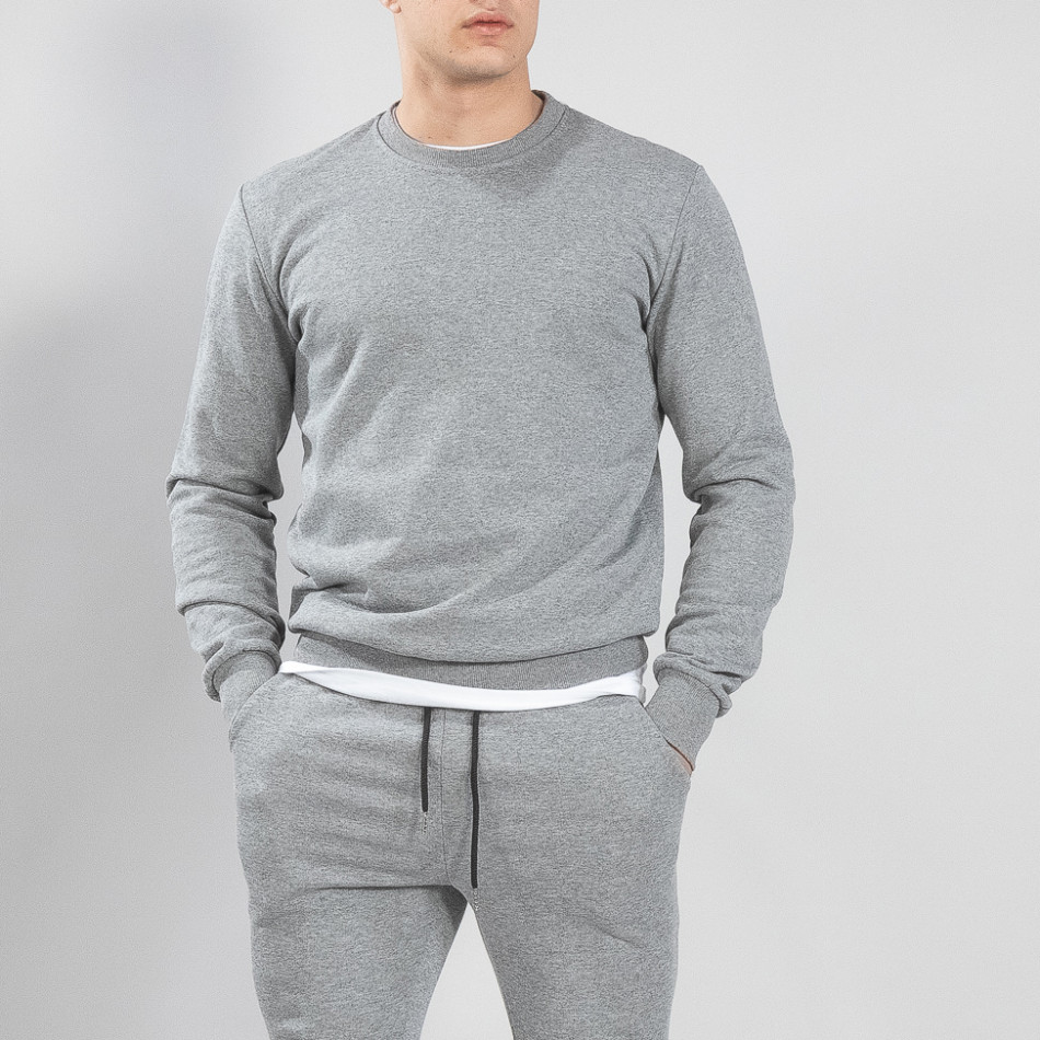 Bluză de bărbați Basic gri din bumbac it150419-45