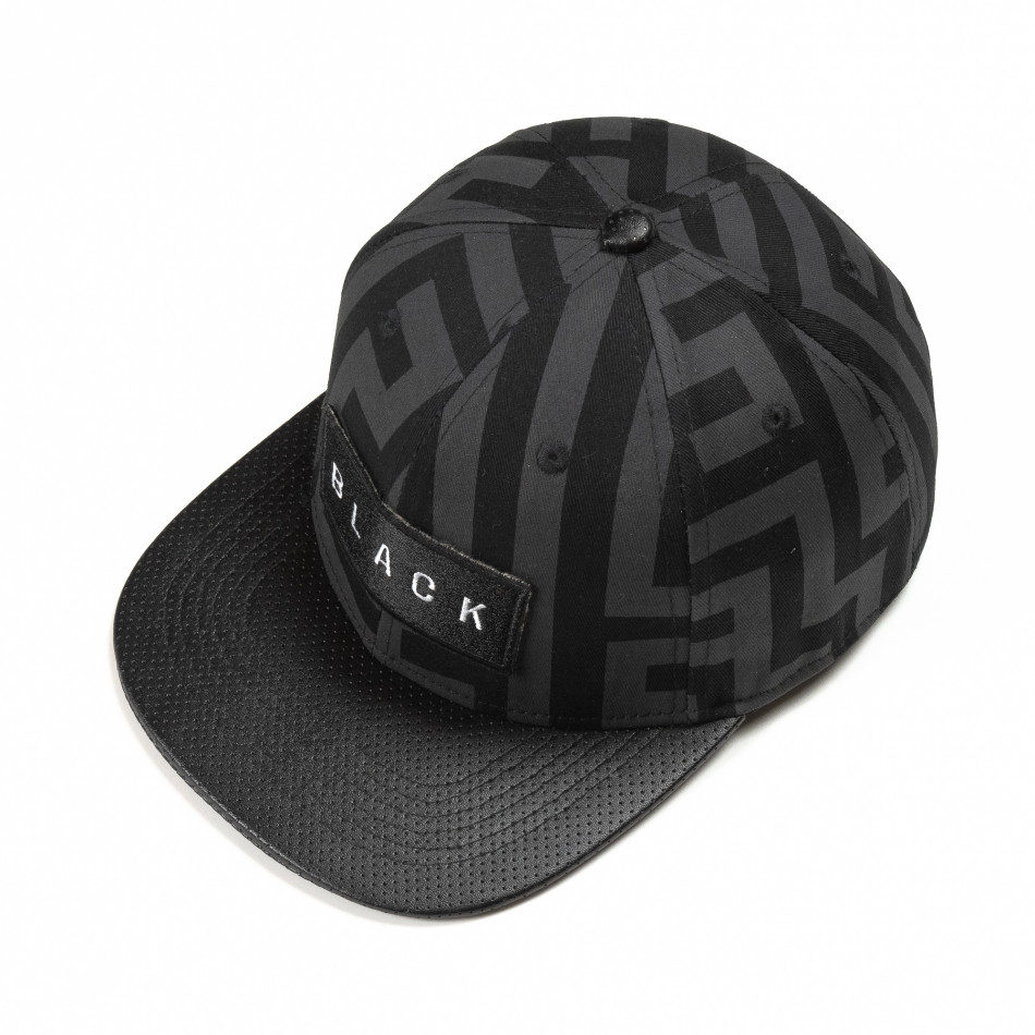 Șapcă în gri-negru cu inscripție Black it290818-16
