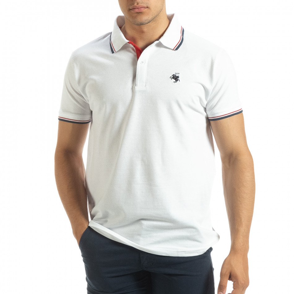 Interpretation Revenue Oxide Tricou polo shirt alb pentru bărbați it120619-26 | Fashionmix.ro