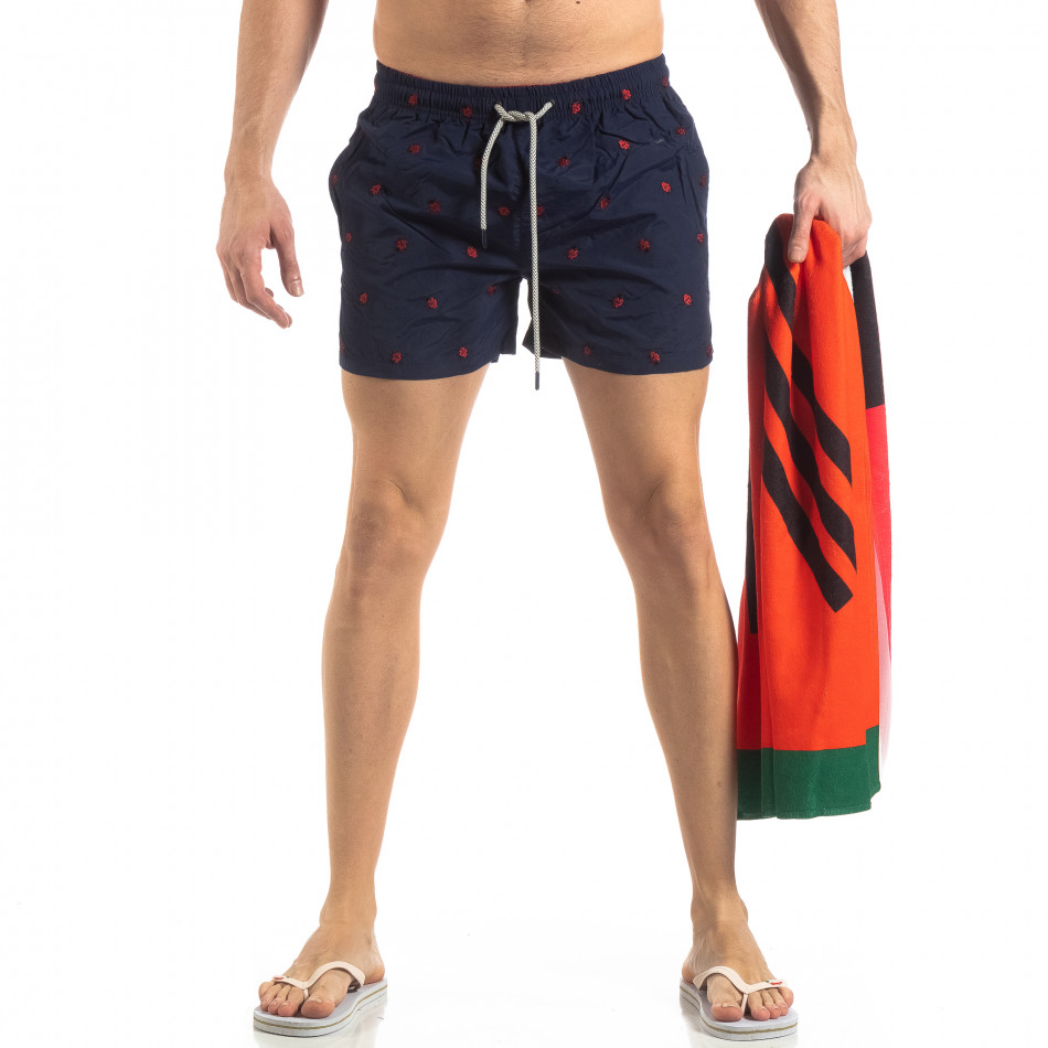 Costum de baie albastru închis pentru bărbați motiv Ladybug it250319-8