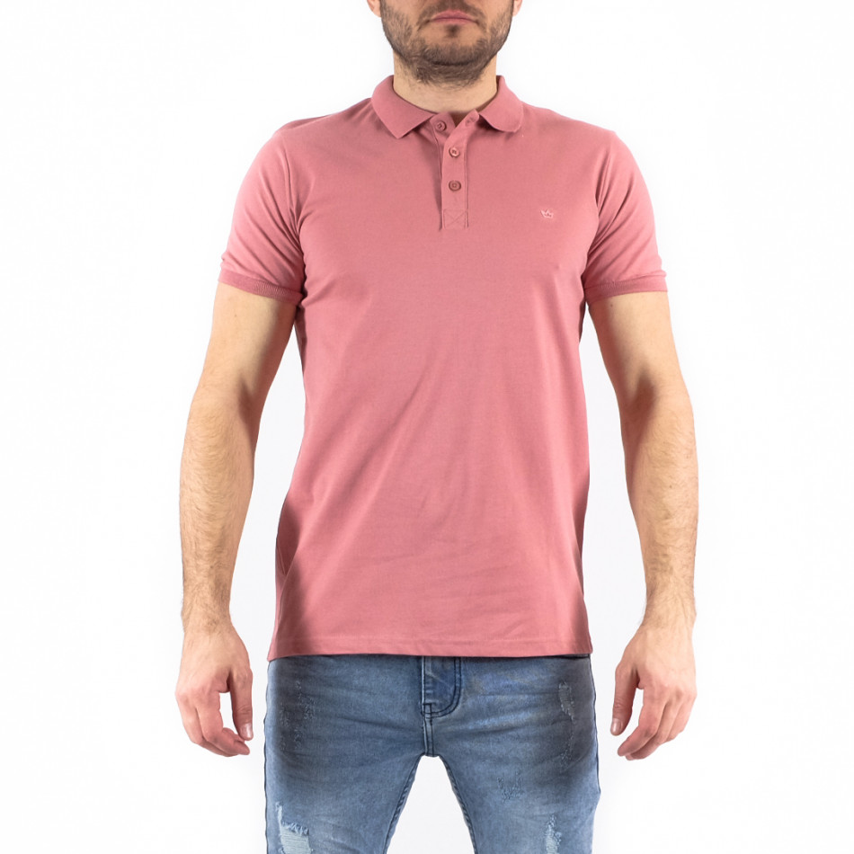 Tricou cu guler bărbați Breezy roz tr250322-97