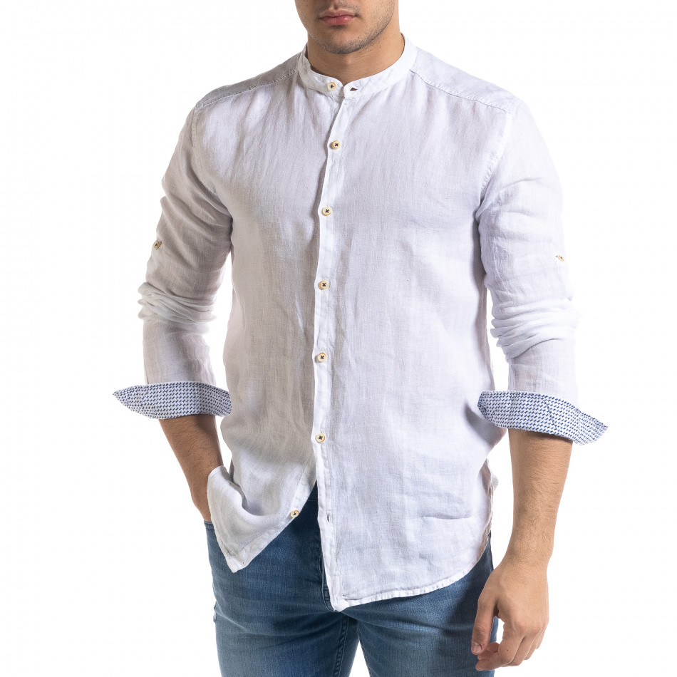 Cămașă cu mânecă lungă bărbați RNT23 albă tr110320-90