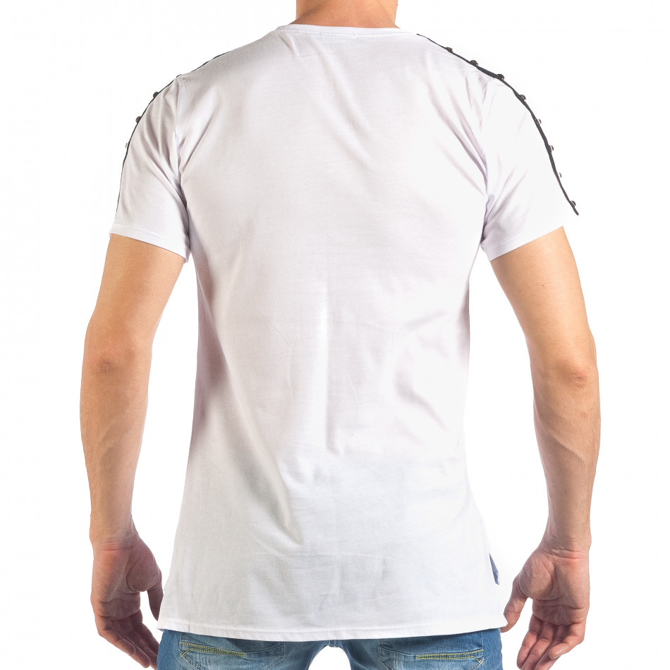 exposition deposit Advise Tricou de bărbați alb cu aplicație și ținte it260318-187 | Fashionmix.ro