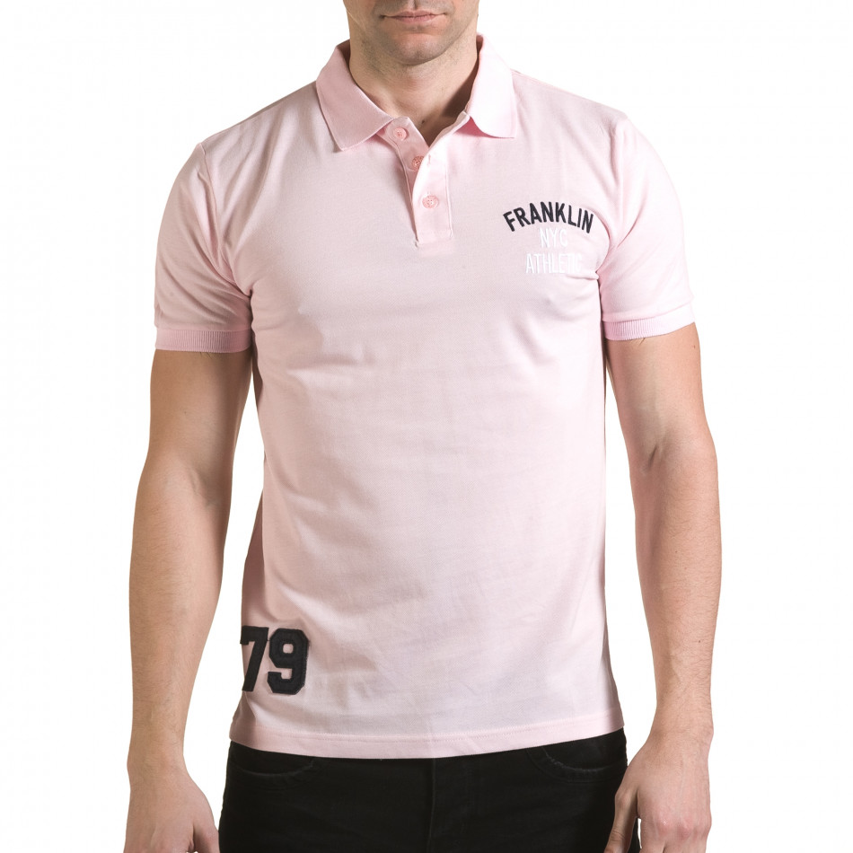 Tricou cu guler bărbați Franklin roz il170216-36
