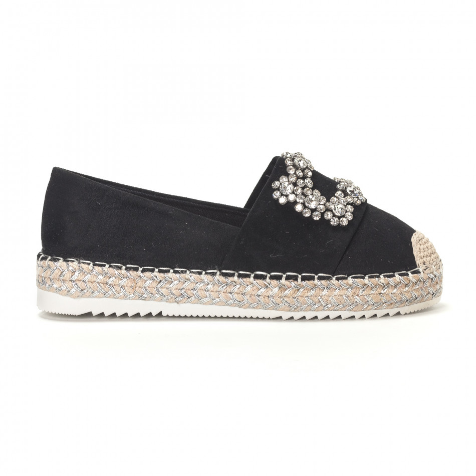 Espadrile de dama negre cu cataramă imitativă it230418-48