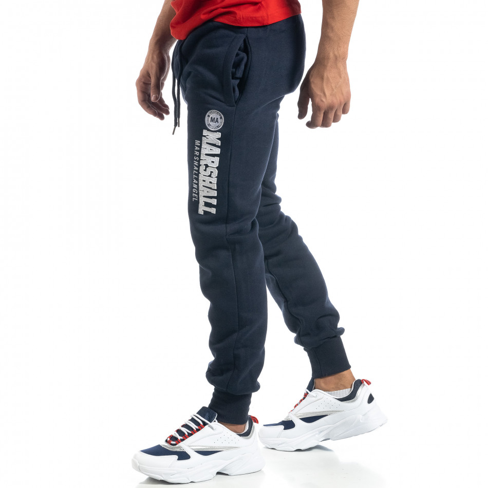 Pantaloni de trening de bărbați flaușați albaștri it041019-18