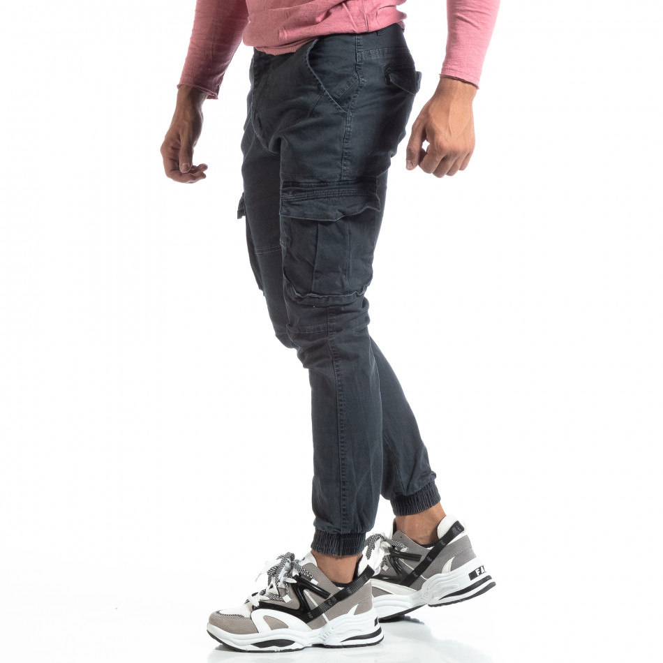 Pantaloni cargo gri de bărbați cu manșete elastice it170819-19