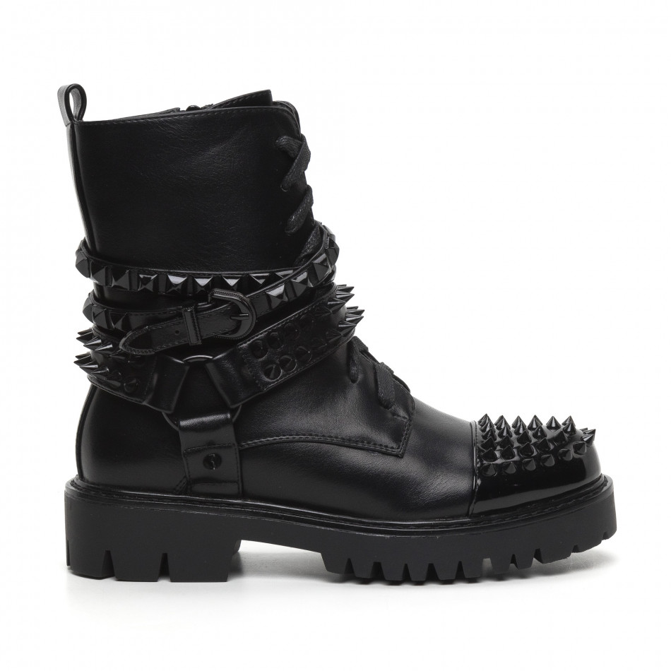 Botine de dama negre cu piele lustruită it260919-891