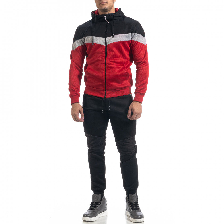 Set sportiv în roșu și negru Biker pentru bărbați it071119-45