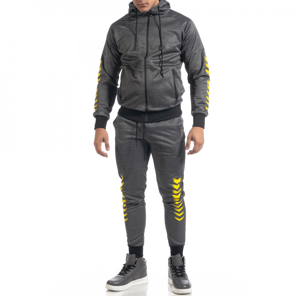 Set sportiv de bărbați gri cu accente galbene it071119-44