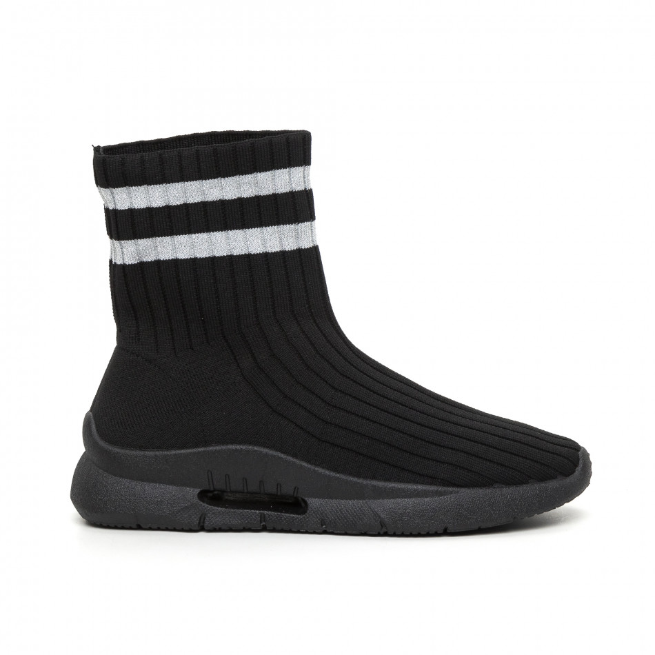 Botine de dama din țesătură neagră Hole design it130819-49