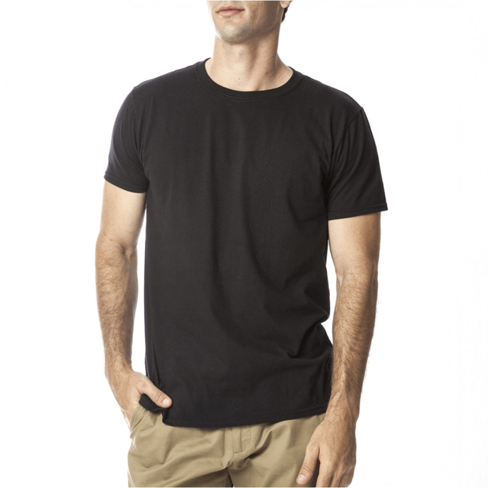 Tricou Basic de bărbați negru din bumbac tmn060120-1
