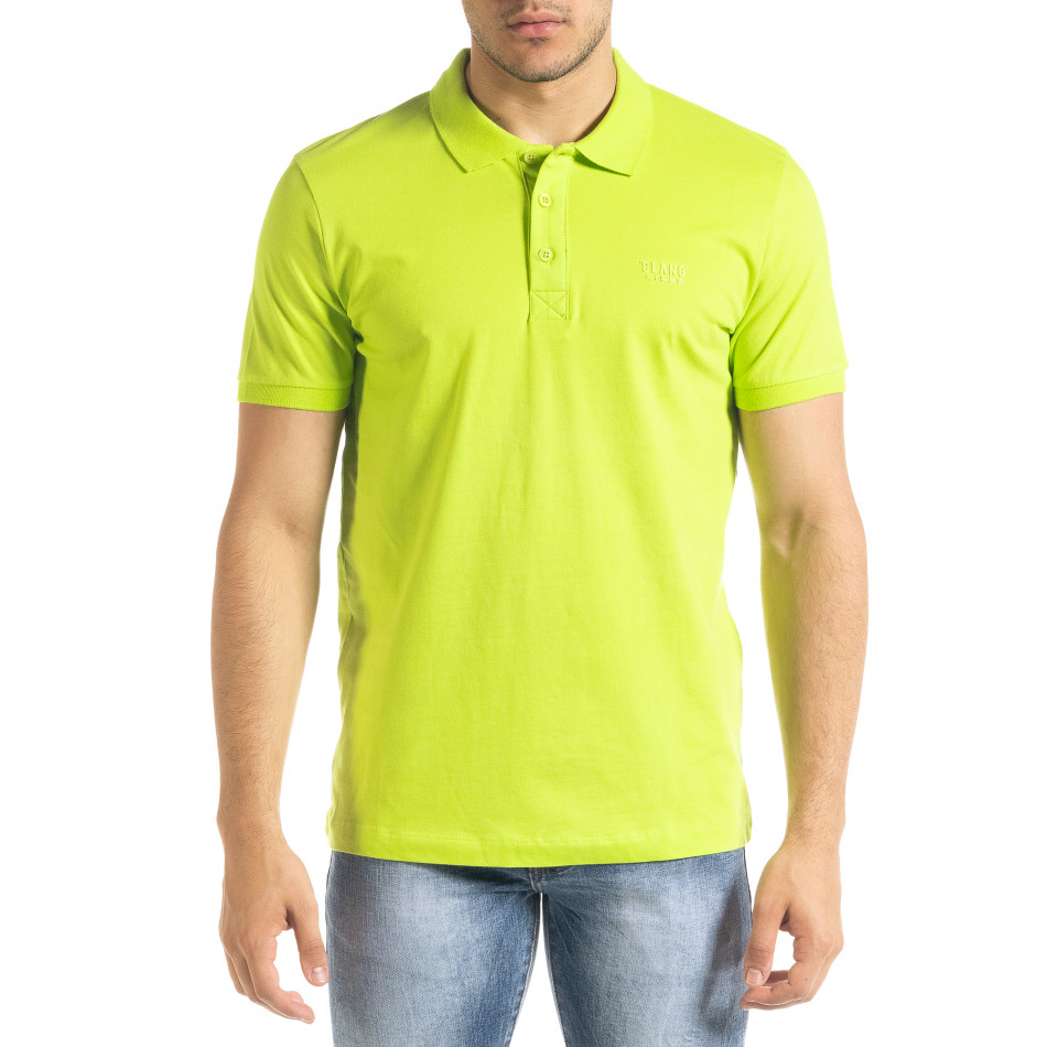 Tricou cu guler bărbați Clang verde tr080520-55