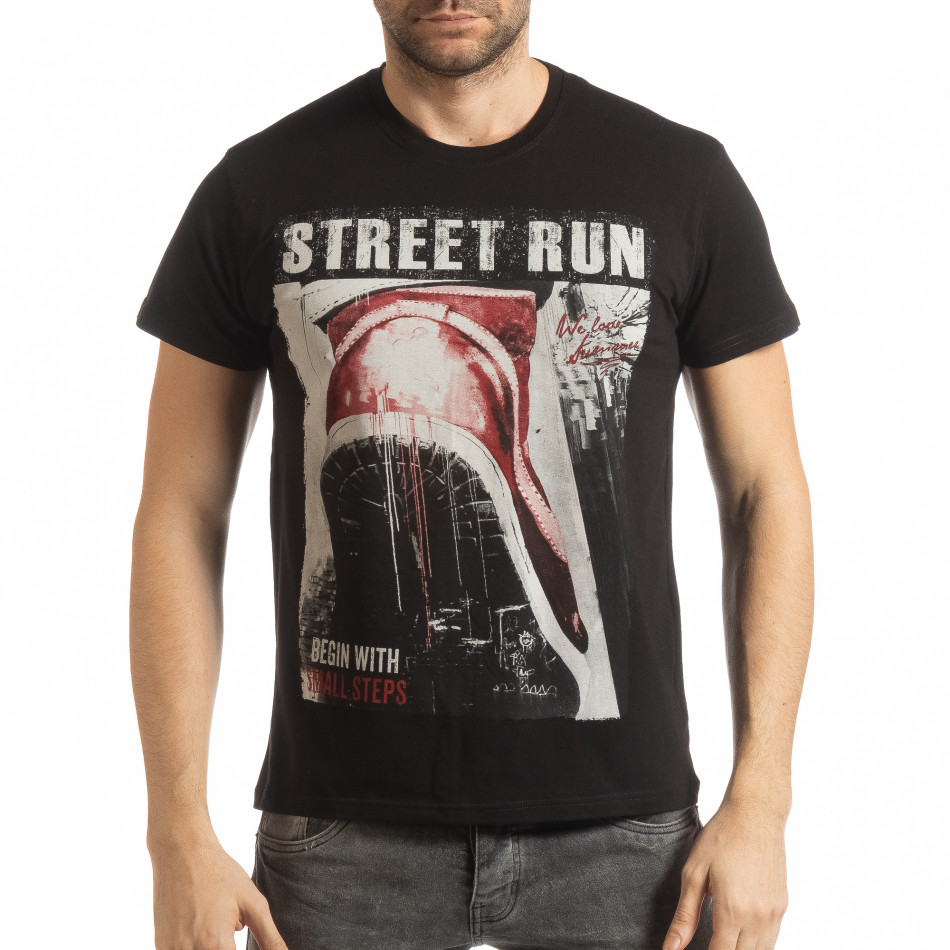 Tricou negru Street Run pentru bărbați tsf190219-83