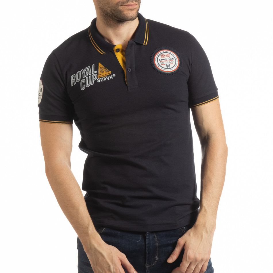 Tricou albastru marin polo shirt Royal cup pentru bărbați tsf190219-89