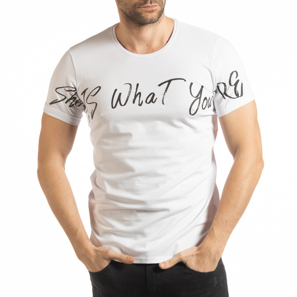 Tricou alb She Is What pentru bărbați tsf190219-66