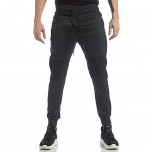 Pantaloni sport Biker de bărbați gri închis cu bandă - FASHIONMIX.RO Pantaloni sport Biker de bărbați gri închis cu bandă