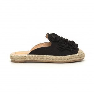 Espadrile de dama negre fără călcâi - FASHIONMIX.RO Espadrile de dama negre fără călcâi