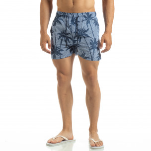 Costum de baie în dungi de bărbați motiv Palm pe albastru - FASHIONMIX.RO Costum de baie în dungi de bărbați motiv Palm pe albastru