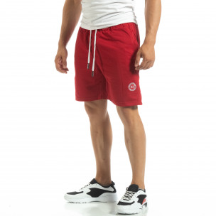 Pantaloni sport scurți de bărbați din tricot roșu - FASHIONMIX.RO Pantaloni sport scurți de bărbați din tricot roșu