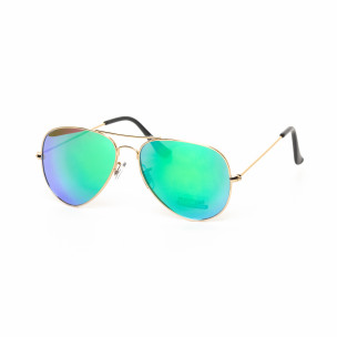 Ochelari de soare Aviator cu lențile în albastru si verde tip oglindă - FASHIONMIX.RO Ochelari de soare Aviator cu lențile în albastru si verde tip oglindă