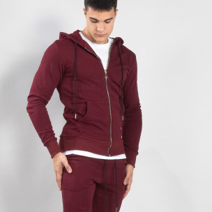 Hanorac bordo Basic din bumbac pentru bărbați - FASHIONMIX.RO Hanorac bordo Basic din bumbac pentru bărbați