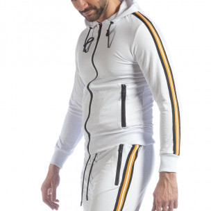 Hanorac pentru bărbați alb 5 striped - FASHIONMIX.RO Hanorac pentru bărbați alb 5 striped