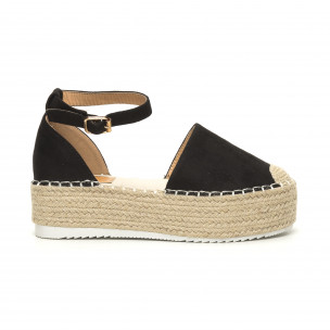 Espadrile de dama negre cu baretă - FASHIONMIX.RO Espadrile de dama negre cu baretă