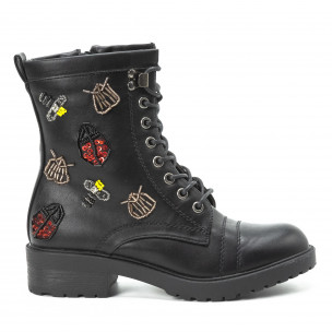 Botine negre cu mărgele pentru dama - FASHIONMIX.RO Botine negre cu mărgele pentru dama