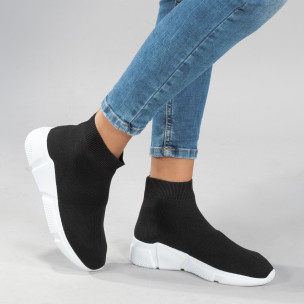 Pantofi sport slip-on tip șoseta de dama negri  