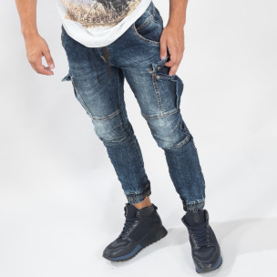 Washed Cargo Jogger albastru pentru bărbați - FASHIONMIX.RO Washed Cargo Jogger albastru pentru bărbați