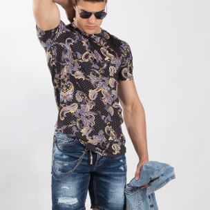 Tricou pentru bărbați negru cu imprimeu - FASHIONMIX.RO Tricou pentru bărbați negru cu imprimeu