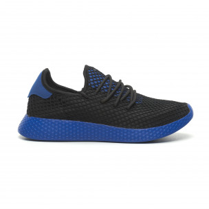 Adidași negri de bărbați Mesh cu părți albastre - FASHIONMIX.RO Adidași negri de bărbați Mesh cu părți albastre