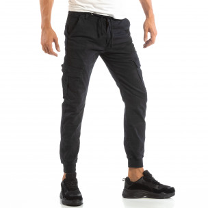 Cargo Jogger albastru pentru bărbați cu șiret în talie - FASHIONMIX.RO Cargo Jogger albastru pentru bărbați cu șiret în talie