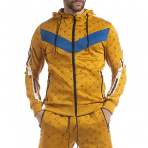 Hanorac pentru bărbați galben cu accente - FASHIONMIX.RO Hanorac pentru bărbați galben cu accente