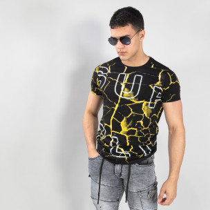 Tricou de bărbați Supple în negru și galben - FASHIONMIX.RO Tricou de bărbați Supple în negru și galben