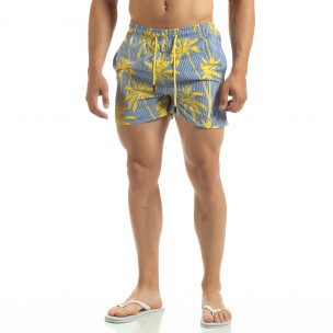 Costum de baie în dungi de bărbați motiv Palm pe galben - FASHIONMIX.RO Costum de baie în dungi de bărbați motiv Palm pe galben