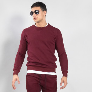 Bluză de bărbați Basic bordo din bumbac - FASHIONMIX.RO Bluză de bărbați Basic bordo din bumbac